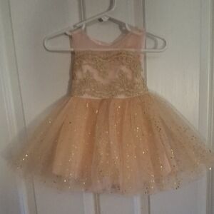 Glittering Gold and Peach Tutu Dress for Kids